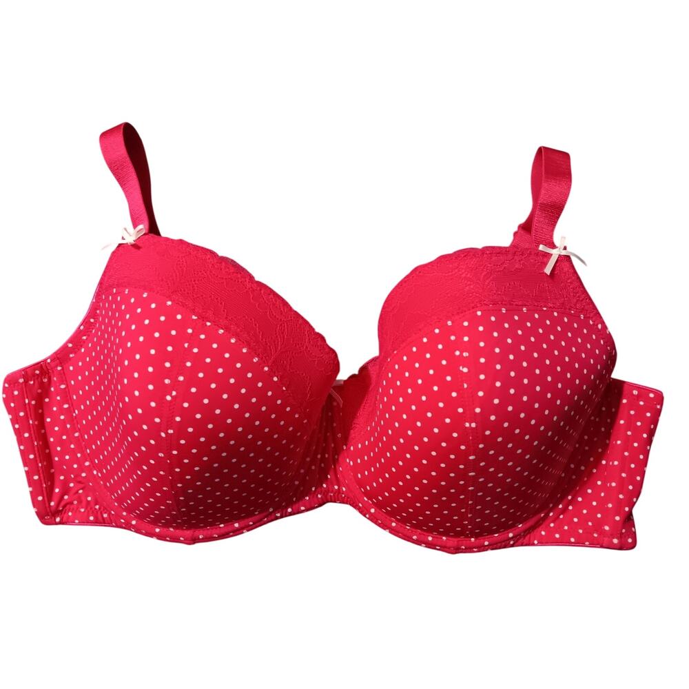 Adore Me Womens Bra Pink w Polka Dots NEW without Tags 44D Lace Trim